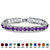 Round Simulated Birthstone and Crystal Accent Tennis Bracelet in Silvertone 7"-102 at PalmBeach Jewelry