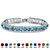 Round Simulated Birthstone and Crystal Accent Tennis Bracelet in Silvertone 7"-103 at PalmBeach Jewelry