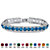 Round Simulated Birthstone and Crystal Accent Tennis Bracelet in Silvertone 7"-109 at PalmBeach Jewelry