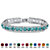 Round Simulated Birthstone and Crystal Accent Tennis Bracelet in Silvertone 7"-112 at PalmBeach Jewelry