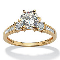 2.14 TCW Round Cubic Zirconia 18k Gold over Sterling Silver Engagement Anniversary Ring