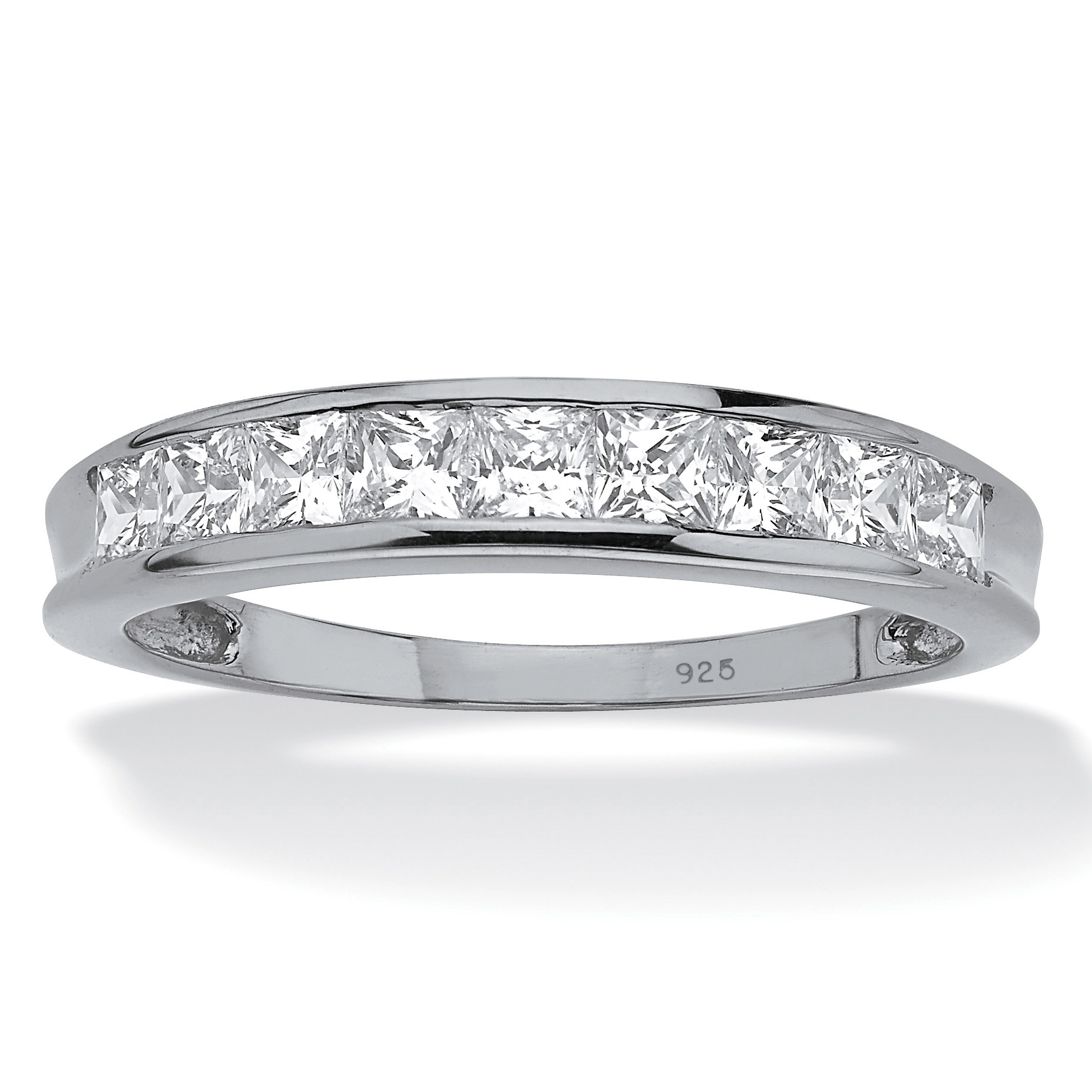 .81 TCW Princess-Cut Cubic Zirconia Anniversary Ring in Platinum over ...