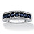 1.05 TCW Genuine Round Blue Sapphire and Diamond Accent Ring in Platinum over Sterling Silver-11 at PalmBeach Jewelry