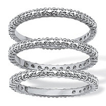 Diamond Accent Platinum-Plated 3-Piece Stackable Eternity Band Set