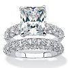 Related Item 6.50 TCW Emerald-Cut Cubic Zirconia Platinum-Plated Bridal Engagement Ring Wedding Band Set