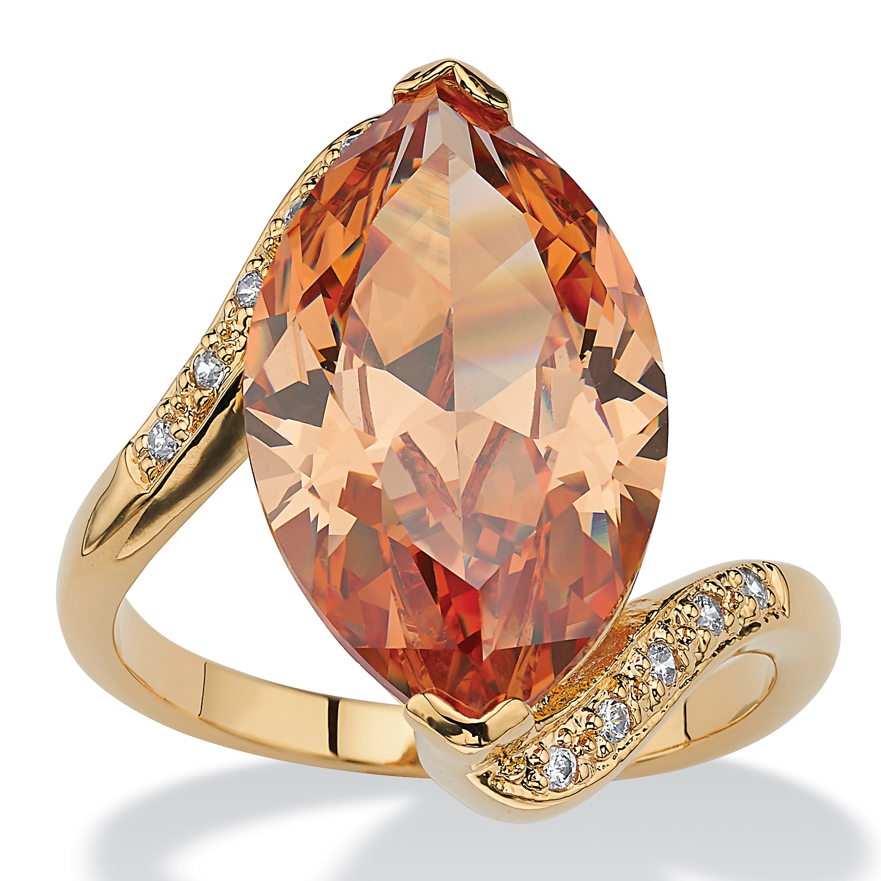 palmbeach jewelry tcw zirconia marquise 18k cubic champagne plated cocktail ring cut gold palmbeachjewelry