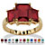 Emerald-Cut Simulated Birthstone 3-Stone Ring 18k Gold-Plated-101 at PalmBeach Jewelry