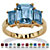 Emerald-Cut Simulated Birthstone 3-Stone Ring 18k Gold-Plated-103 at PalmBeach Jewelry