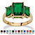 Emerald-Cut Simulated Birthstone 3-Stone Ring 18k Gold-Plated-105 at PalmBeach Jewelry
