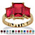 Emerald-Cut Simulated Birthstone 3-Stone Ring 18k Gold-Plated-107 at PalmBeach Jewelry
