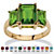Emerald-Cut Simulated Birthstone 3-Stone Ring 18k Gold-Plated-108 at PalmBeach Jewelry