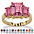 Emerald-Cut Simulated Birthstone 3-Stone Ring 18k Gold-Plated-110 at PalmBeach Jewelry