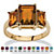 Emerald-Cut Simulated Birthstone 3-Stone Ring 18k Gold-Plated-111 at PalmBeach Jewelry