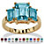 Emerald-Cut Simulated Birthstone 3-Stone Ring 18k Gold-Plated-112 at PalmBeach Jewelry