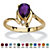SETA JEWELRY Pear-Cut Simulated Birthstone and Crystal Accent Ring Gold-Plated-102 at Seta Jewelry