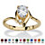 SETA JEWELRY Pear-Cut Simulated Birthstone and Crystal Accent Ring Gold-Plated-104 at Seta Jewelry