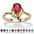 SETA JEWELRY Pear-Cut Simulated Birthstone and Crystal Accent Ring Gold-Plated-107 at Seta Jewelry