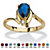 SETA JEWELRY Pear-Cut Simulated Birthstone and Crystal Accent Ring Gold-Plated-109 at Seta Jewelry