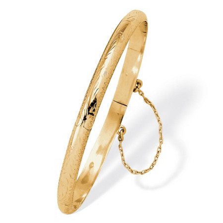 Etched Bangle Bracelet in 18k Yellow Gold Over .925 Sterling Silver 7" Length at Direct Charge presents PalmBeach