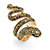 Round Brown and Black Crystal Yellow Gold-Plated Coiled Snake Ring-11 at PalmBeach Jewelry