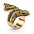 Round Brown and Black Crystal Yellow Gold-Plated Coiled Snake Ring-12 at PalmBeach Jewelry