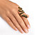Round Brown and Black Crystal Yellow Gold-Plated Coiled Snake Ring-13 at PalmBeach Jewelry