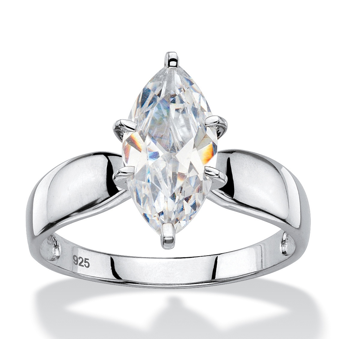 2.48 TCW Marquise-Cut Cubic Zirconia Platinum over Sterling Silver ...