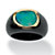 Genuine Blue Opal and Black Jade 10k Yellow Gold Bezel-Set Cabochon Ring-11 at PalmBeach Jewelry