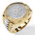 Men's 1/7 TCW Round PavΘ Diamond Two-Tone Ribbed Ring in 18k Gold over Sterling Silver-15 at Direct Charge presents PalmBeach
