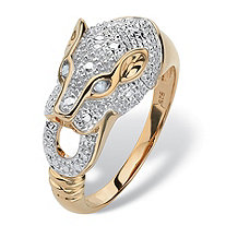 Round Pave Diamond Accent Panther Ring in 18k Gold over Sterling Silver