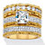 SETA JEWELRY 3.10 TCW Princess-Cut Cubic Zirconia Gold-Plated Wedding Three-Piece Ring Set-11 at Seta Jewelry