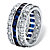 6.66 TCW Princess-Cut Blue Cubic Zirconia White Cubic Zirconia Accent Silvertone Eternity Band-12 at Direct Charge presents PalmBeach