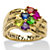 Heart-Shaped Simulated Birthstone 18k Gold over Sterling Silver Personalized Family Ring-11 at PalmBeach Jewelry