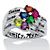 Sterling Silver Simulated Birthstone Heart & Name Family Ring-11 at PalmBeach Jewelry