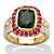 3.49 TCW Cushion-Cut Genuine Emerald and Ruby Gold-Plated Sterling Silver Two-Tone Halo Ring-11 at PalmBeach Jewelry