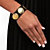 Brown Genuine Leather Rivet Cuff Bracelet in Yellow Gold Tone 7"-8"-13 at Direct Charge presents PalmBeach