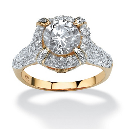 2.96 TCW Round Cubic Zirconia Pave 14k Gold over Sterling Silver Ring at PalmBeach Jewelry