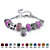 Simulated Birthstone Bali-Style Charm and Spacer Bracelet in Silvertone-110 at PalmBeach Jewelry