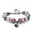 Round Pink Crystal Silvertone Bali-Style Beaded Charm and Spacer Bracelet 8"-11 at PalmBeach Jewelry