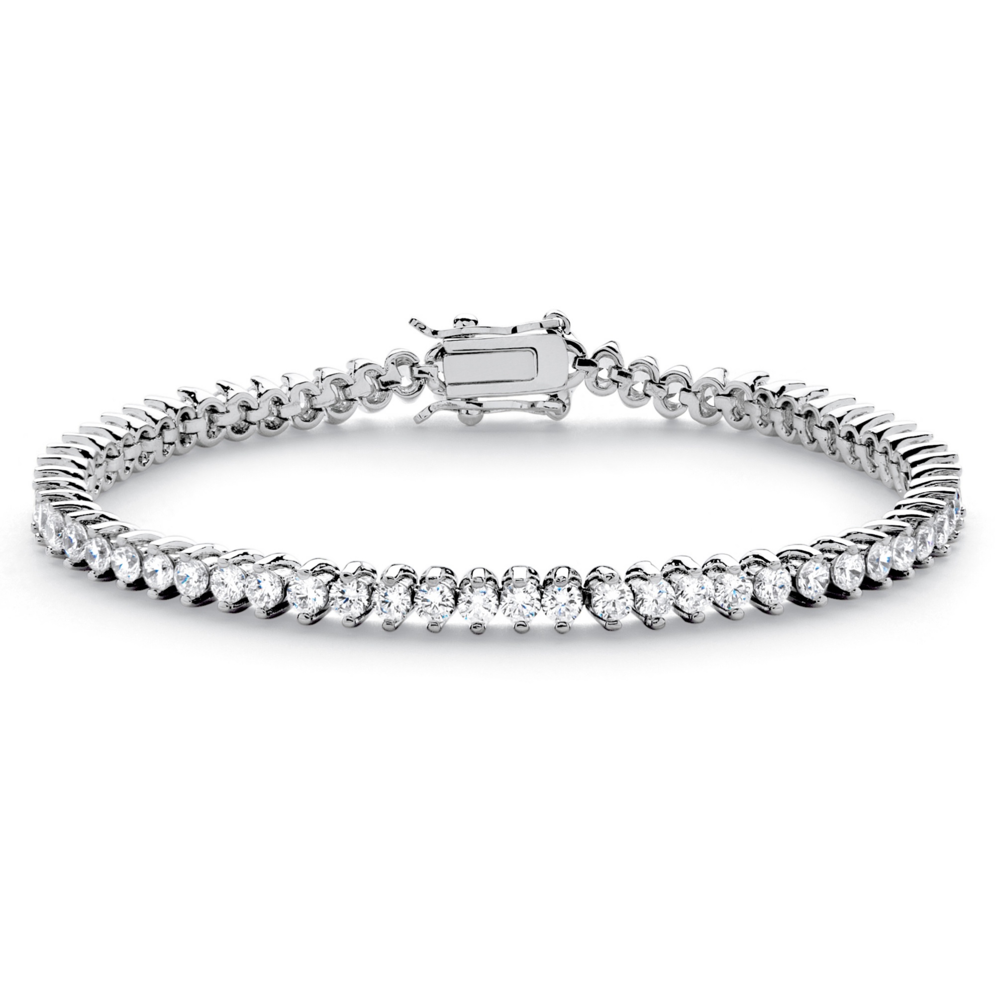 6.50 TCW Round Cubic Zirconia Platinum-Plated Tennis Line Bracelet 7.5 ...