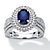 2.18 TCW Oval-Cut Created Blue Sapphire Halo Ring in Platinum over Sterling Silver-11 at Direct Charge presents PalmBeach