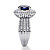 2.18 TCW Oval-Cut Created Blue Sapphire Halo Ring in Platinum over Sterling Silver-12 at Direct Charge presents PalmBeach