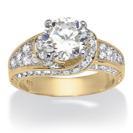 3.51 TCW Round Cubic Zirconia 14k Yellow Gold over Sterling Silver Wedding Band at Direct Charge presents PalmBeach