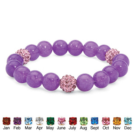 Genuine Agate and Simulated Birthstone Beaded Stretch Bracelet 8" at Direct Charge presents PalmBeach