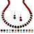 Beaded Simulated Birthstone Necklace and Earrings Set in Silvertone-101 at PalmBeach Jewelry