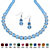 Beaded Simulated Birthstone Necklace and Earrings Set in Silvertone-103 at PalmBeach Jewelry