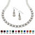 Beaded Simulated Birthstone Necklace and Earrings Set in Silvertone-104 at PalmBeach Jewelry