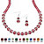 Beaded Simulated Birthstone Necklace and Earrings Set in Silvertone-106 at PalmBeach Jewelry
