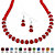 Beaded Simulated Birthstone Necklace and Earrings Set in Silvertone-107 at PalmBeach Jewelry