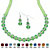 Beaded Simulated Birthstone Necklace and Earrings Set in Silvertone-108 at PalmBeach Jewelry